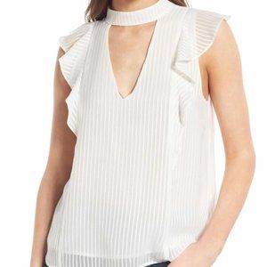 NORDSTROM ASTR the Label Ruffle Sleeve Choker White Top NWT sz S